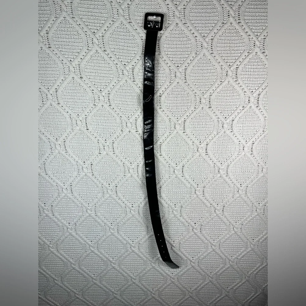 Black Patent Faux Vegan Leather Square Buckle‎ Belt